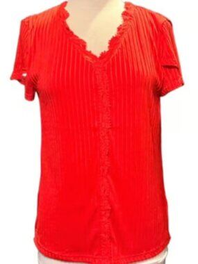 Just Fashion Now NWT Lightweight Short Sleeve Top RIbbed Stretchy Summer Blouse